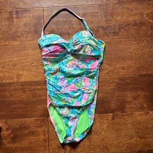 Lilly Pulitzer Flamenco One-Piece Swimsuit Cabana Cocktail Strapless 4